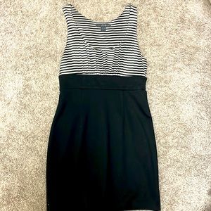 Mini black and white stripe dress